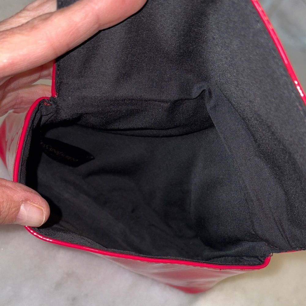 Yves Saint Laurent Purse Vibrant Red Patent Leather Clutch Cosmetic Bag NWT - Picture 13 of 15